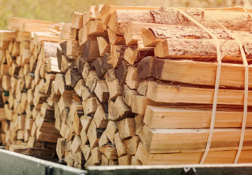 Seasoned split hardwood bundled and ready for storage in Fairfield County